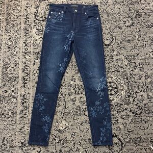 Lucky Brand Dark Blue Floral Skinny Jeans
